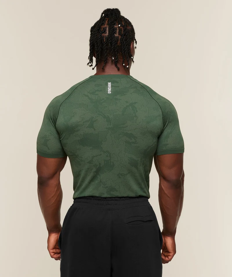 Gymshark Geo Seamless T-Shirt - Earth Green/Force Green