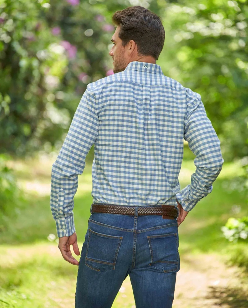 Herren Button-Down-Hemd "Steward" – Blaues Vichy-Karo