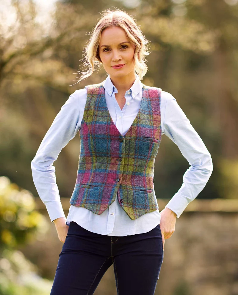 Harris Tweed Weste "Lea" in candy check