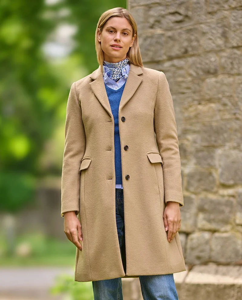 Damenmantel "Emilia" aus Woll-Kaschmirqualität in desert camel