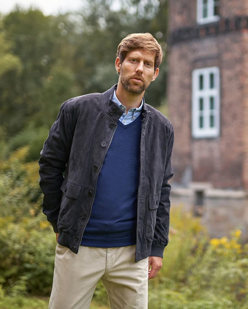 Lederblouson "Winner" für Herren in navy