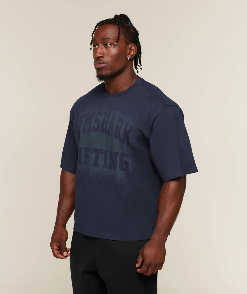 Gymshark Faded Lifting Graphic T-Shirt - Heavy Blue