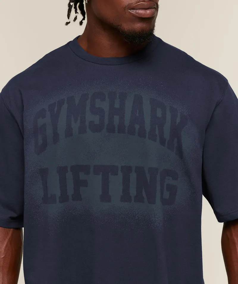 Gymshark Faded Lifting Graphic T-Shirt - Heavy Blue