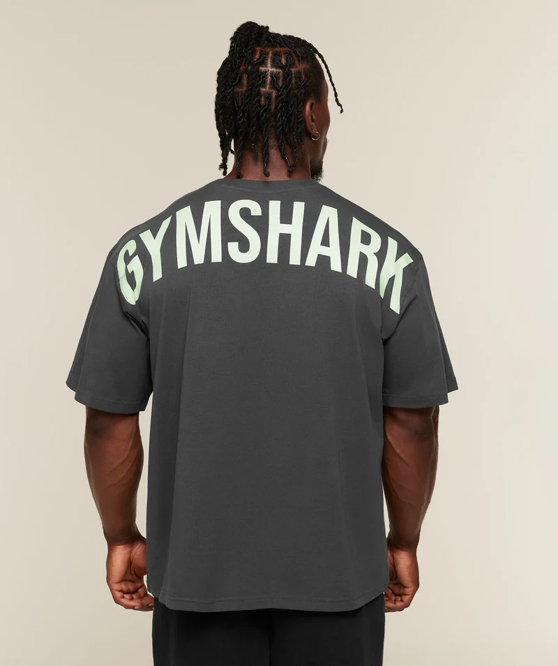 Gymshark Power T-Shirt - Onyx Grey/Sprint Green