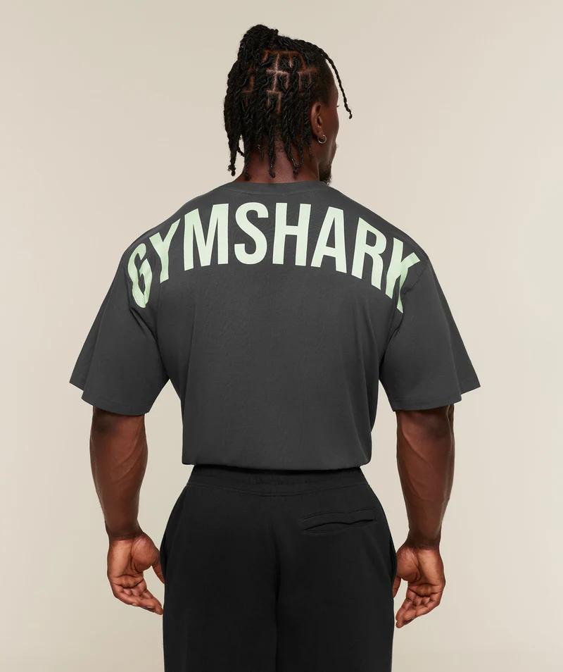 Gymshark Power T-Shirt - Onyx Grey/Sprint Green