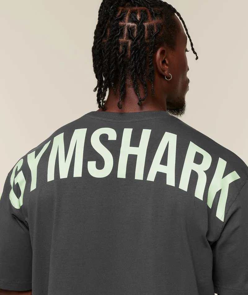 Gymshark Power T-Shirt - Onyx Grey/Sprint Green