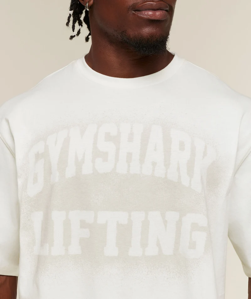 Gymshark Faded Lifting Graphic T-Shirt - Soft White