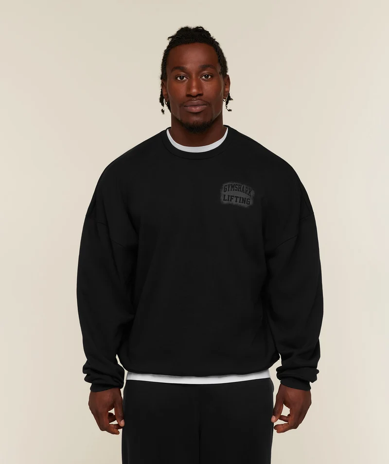 Gymshark Faded Lifting Graphic Sweatshirt - Black