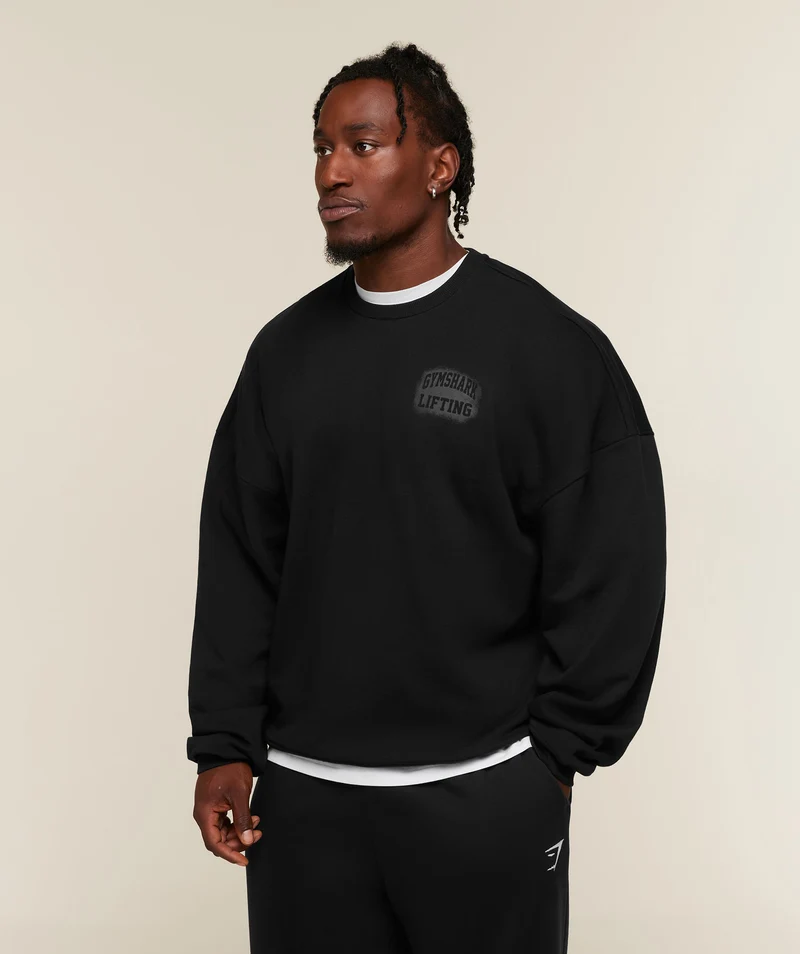 Gymshark Faded Lifting Graphic Sweatshirt - Black