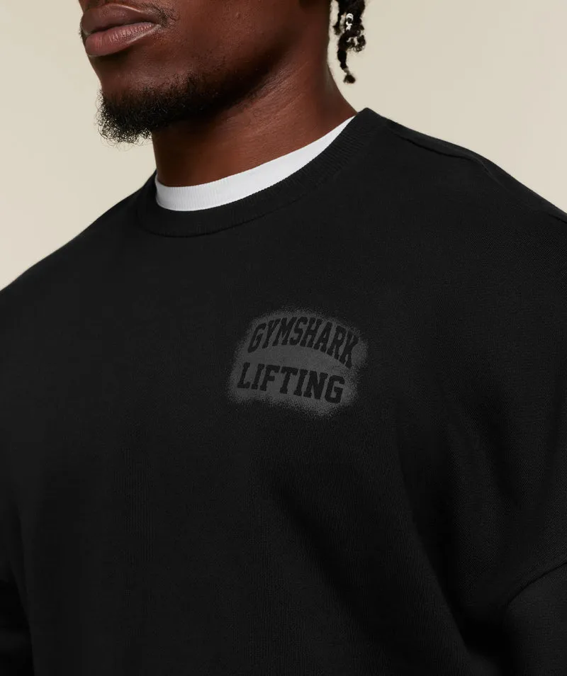 Gymshark Faded Lifting Graphic Sweatshirt - Black