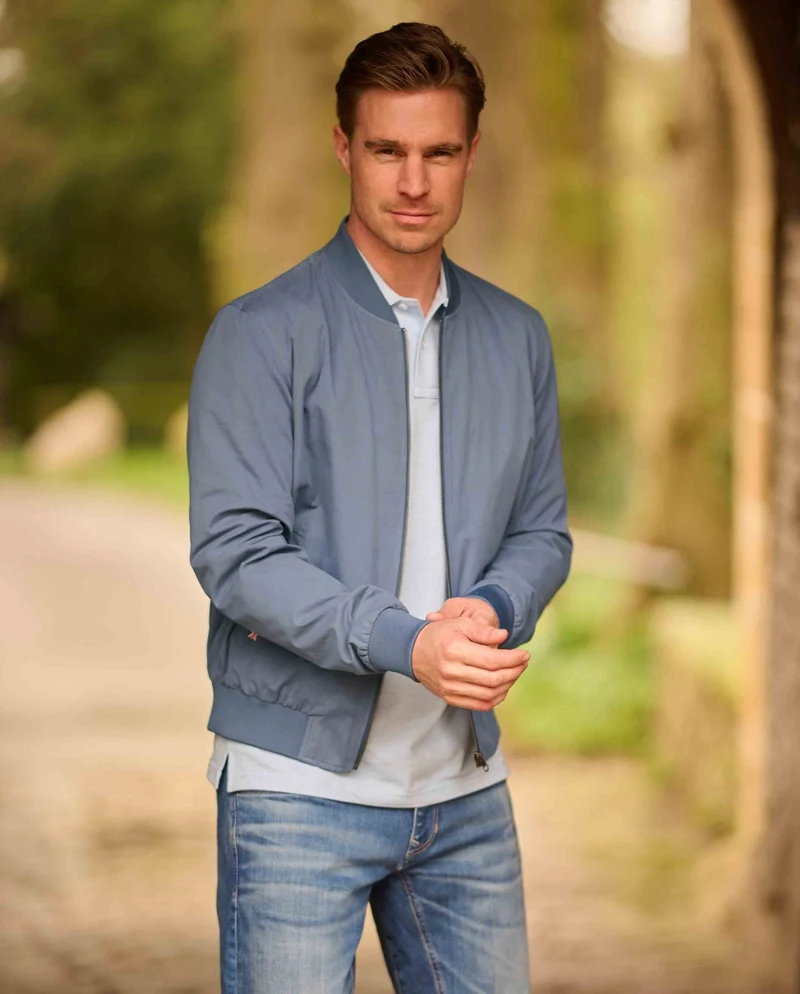Herren Blouson "English Lumber" mit samtigem Griff in moonlight blue