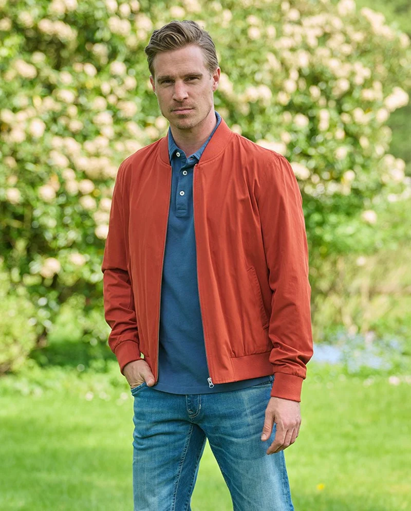 Herren Blouson "English Lumber" mit samtigem Griff in burnt orange