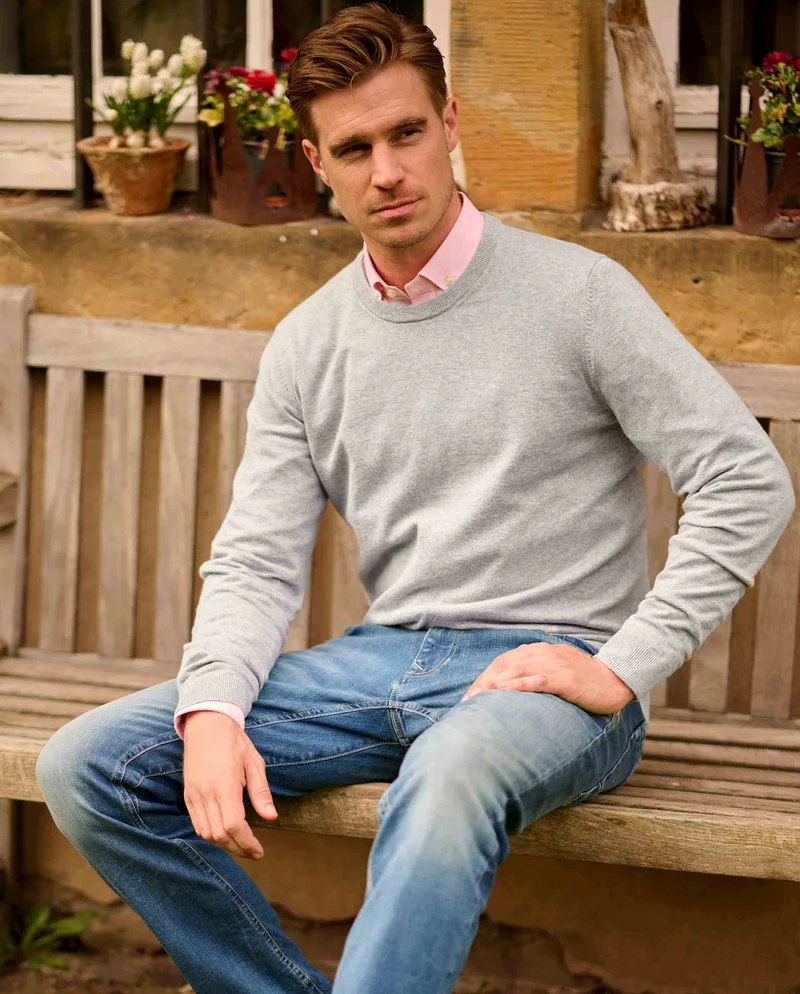 Herrenpullover Rundhals "Till" in grau