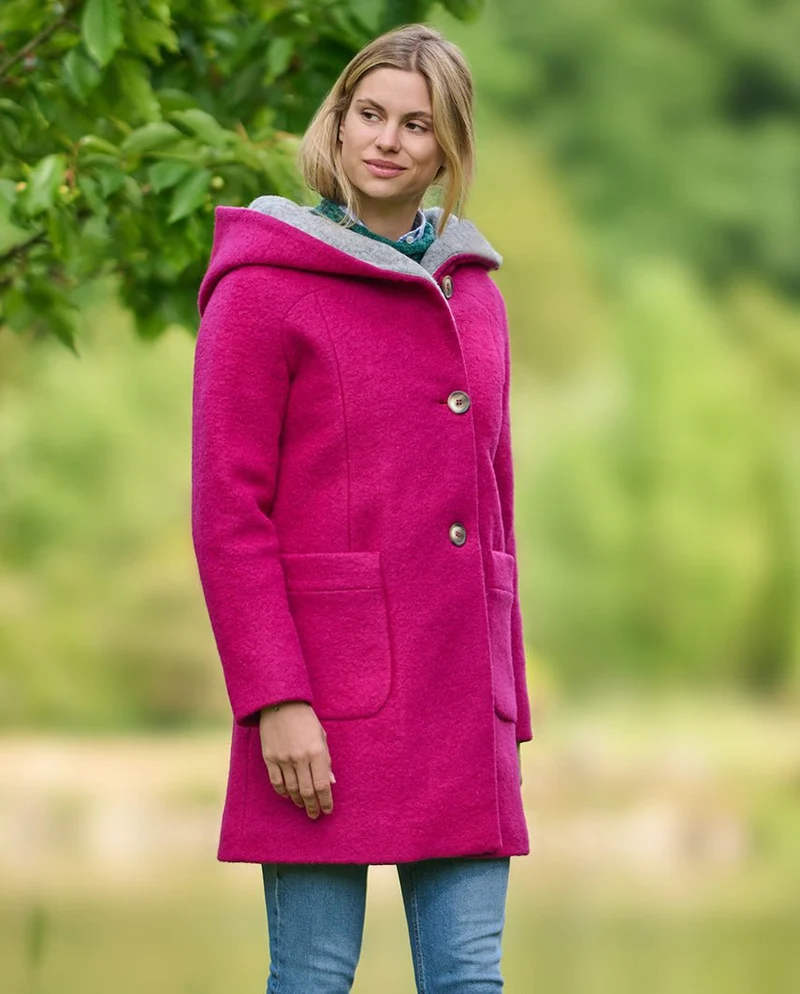 Walkmantel "Sally" mit Kapuze in fuchsia