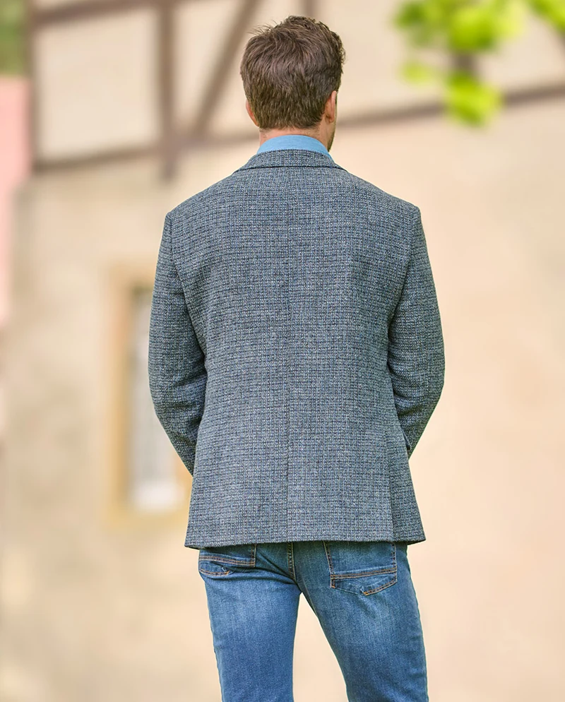 Harris Tweed Sakko "London" in blue houndstooth