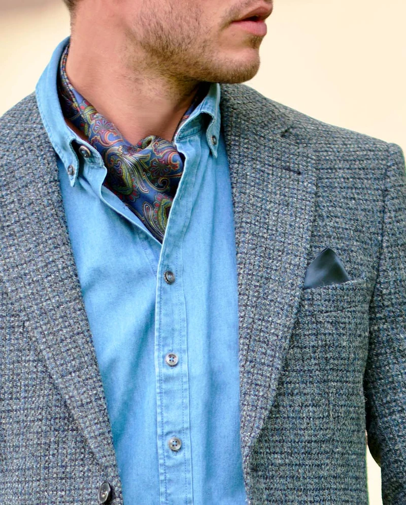 Harris Tweed Sakko "London" in blue houndstooth