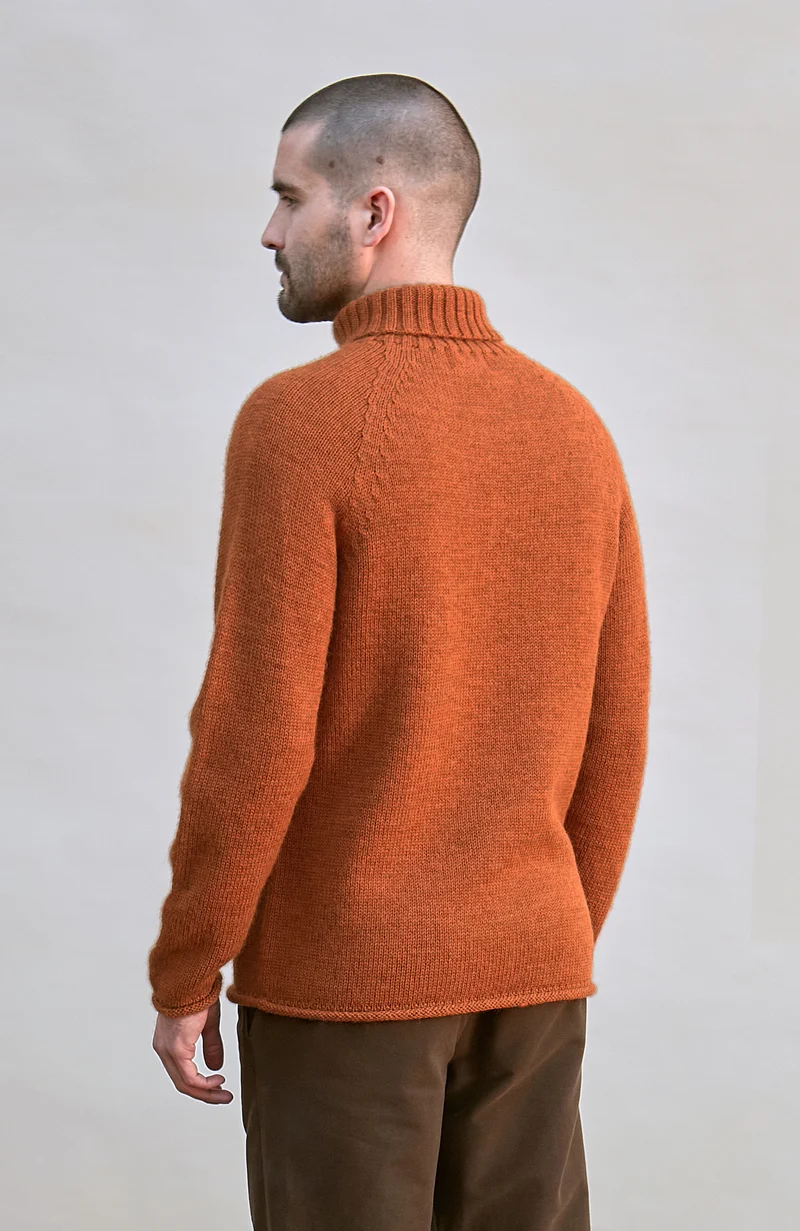Mens British Wool Fishermans Roll Neck Jumper