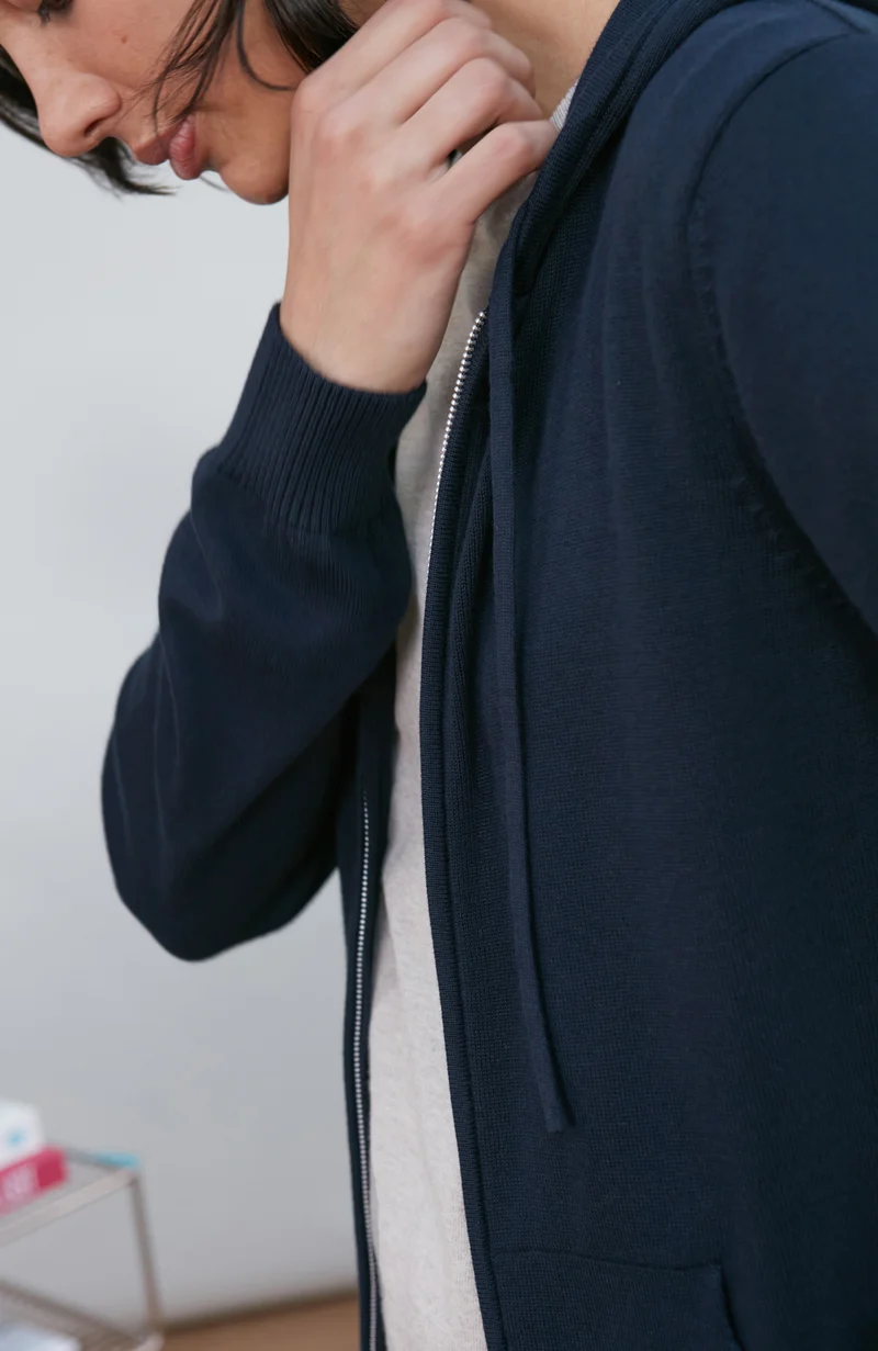 Damen-Kapuzenpullover aus 100 % Baumwolle mit durchgehendem Reißverschluss