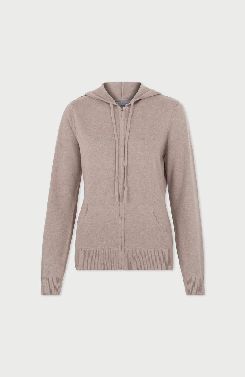 Damen-Kapuzenpullover aus 100 % Baumwolle mit durchgehendem Reißverschluss