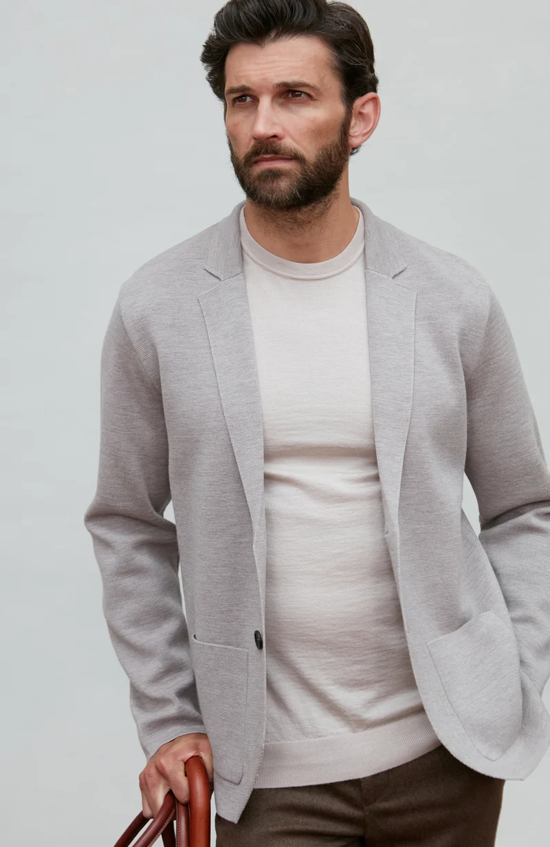 Mens Superfine Merino Silk Short Sleeve Jumper