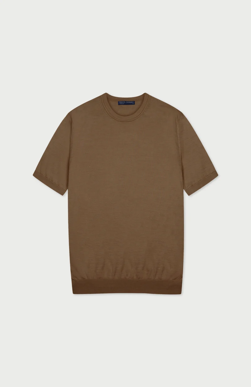 Mens Superfine Merino Silk Short Sleeve Jumper