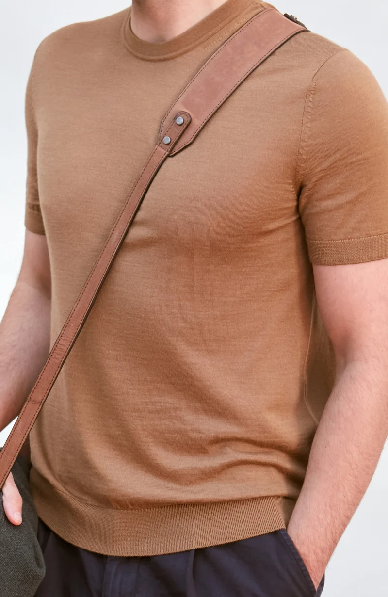 Mens Superfine Merino Silk Short Sleeve Jumper