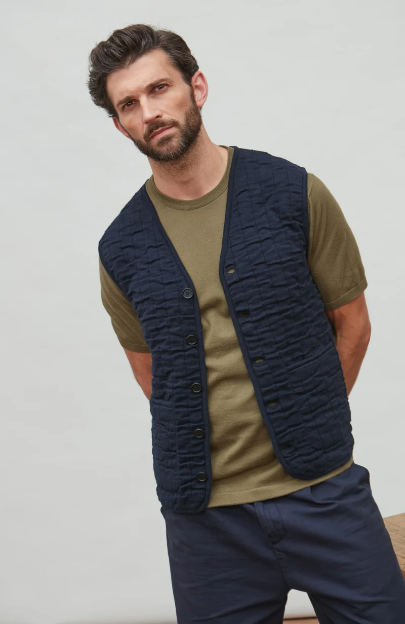 Mens Cotton Quilted Knitted Gilet