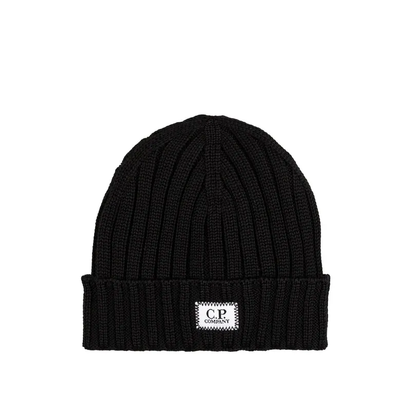 C.P. Company Extra Fine Merino Wool Knit Logo Beanie