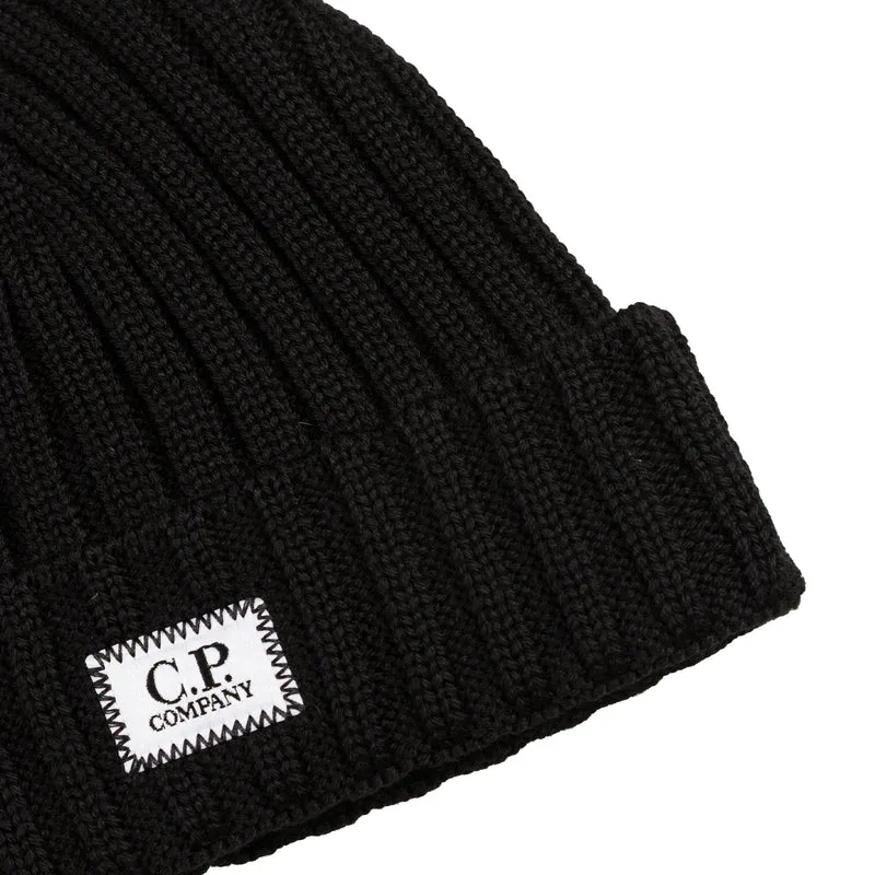C.P. Company Extra Fine Merino Wool Knit Logo Beanie