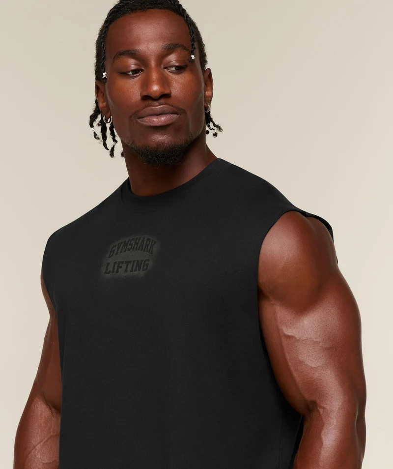 Gymshark Faded Lifting Graphic Sleeveless Top - Black