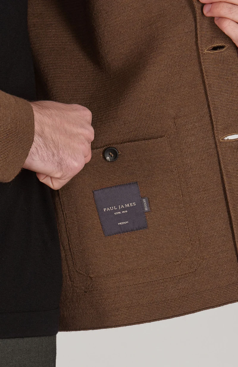 Mens Extra Fine Merino Wool Knitted Nehru Jacket
