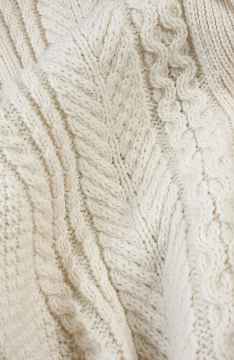 Mens Chunky Merino Wool Shawl Collar Cable Cardigan