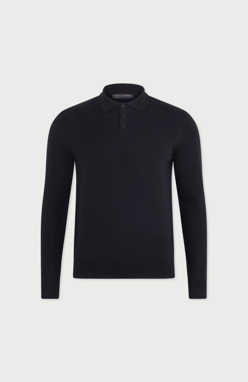 Langärmliges Strick-Poloshirt für Herren aus 100 % Baumwolle