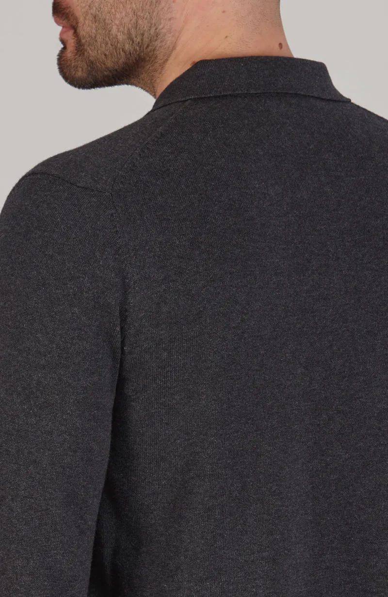Langärmliges Strick-Poloshirt für Herren aus 100 % Baumwolle