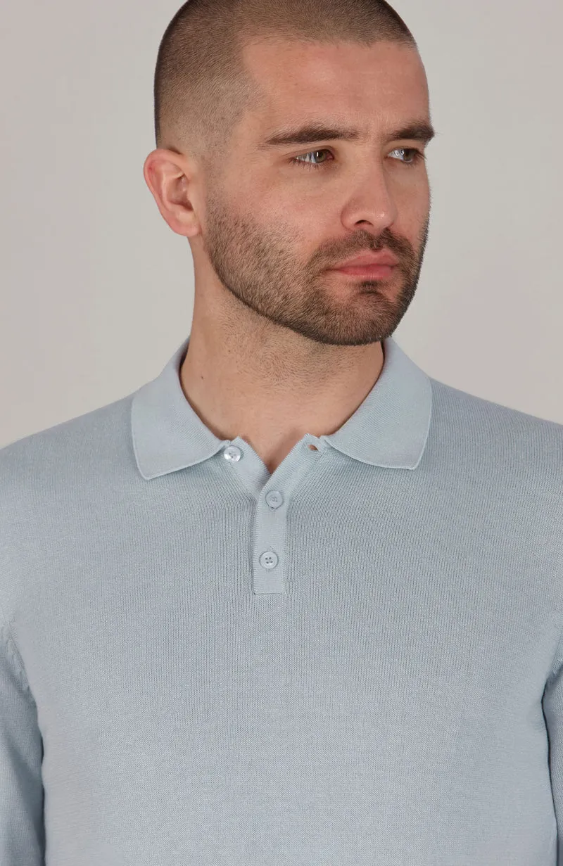 Langärmliges Strick-Poloshirt für Herren aus 100 % Baumwolle