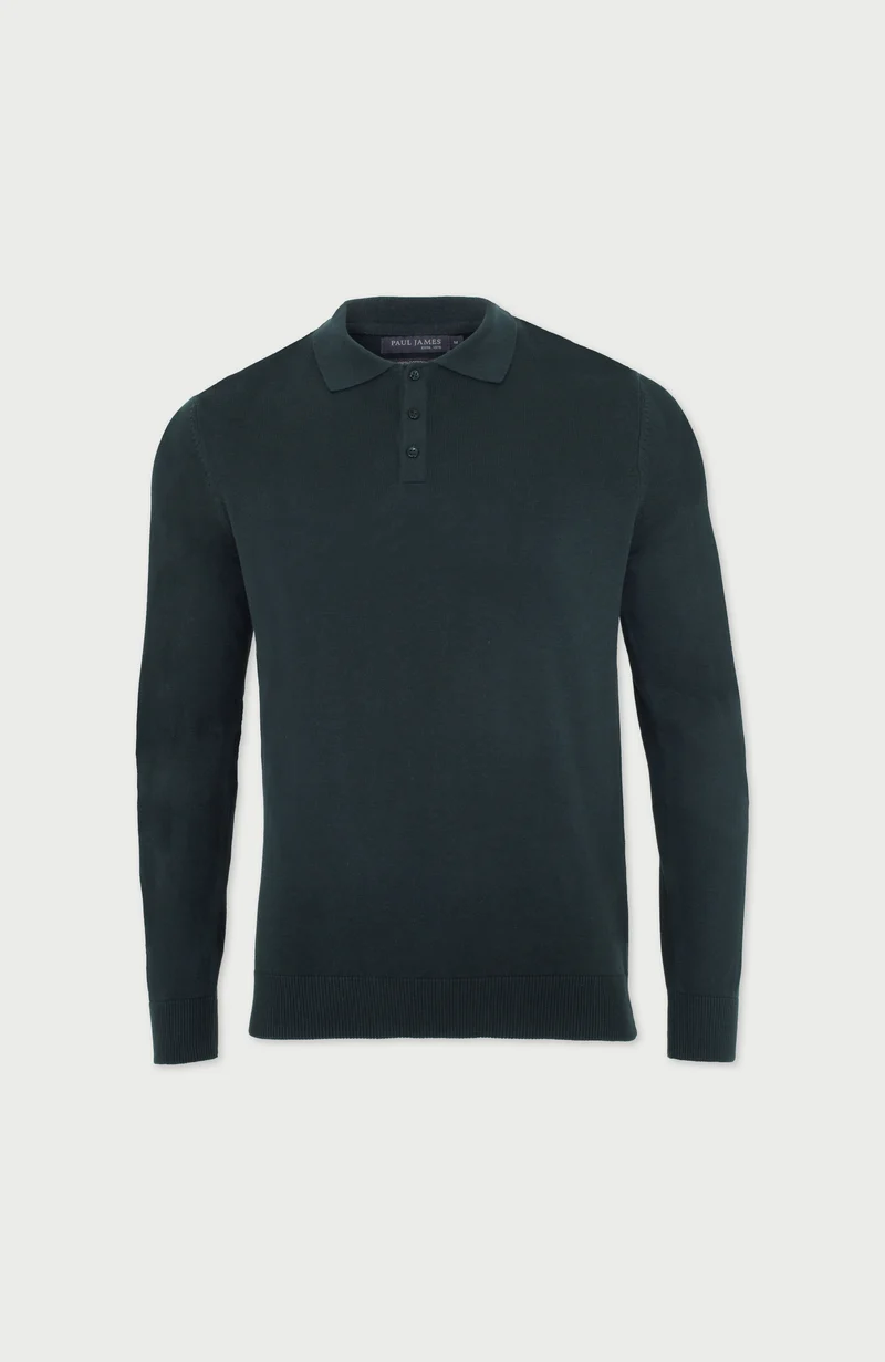 Langärmliges Strick-Poloshirt für Herren aus 100 % Baumwolle
