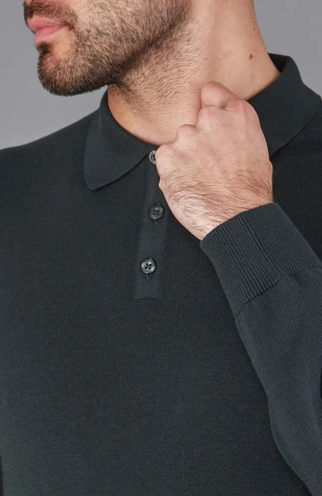 Langärmliges Strick-Poloshirt für Herren aus 100 % Baumwolle