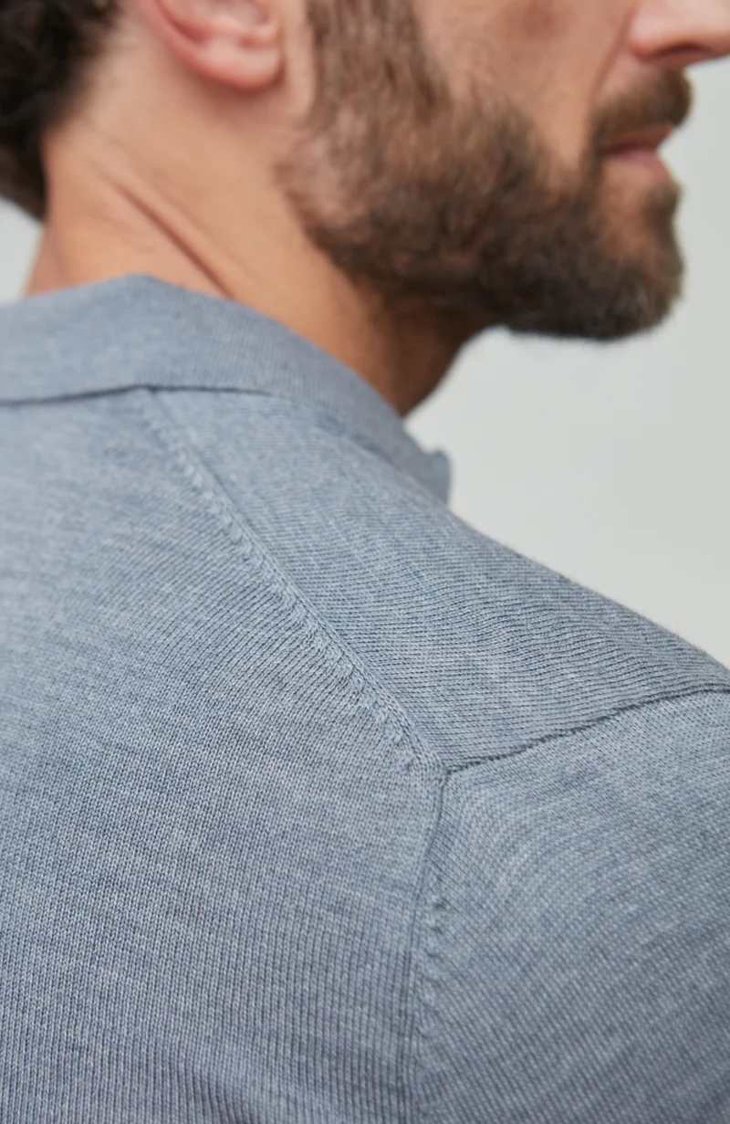 Langarm-Poloshirt aus extrafeiner Merinowolle für Herren