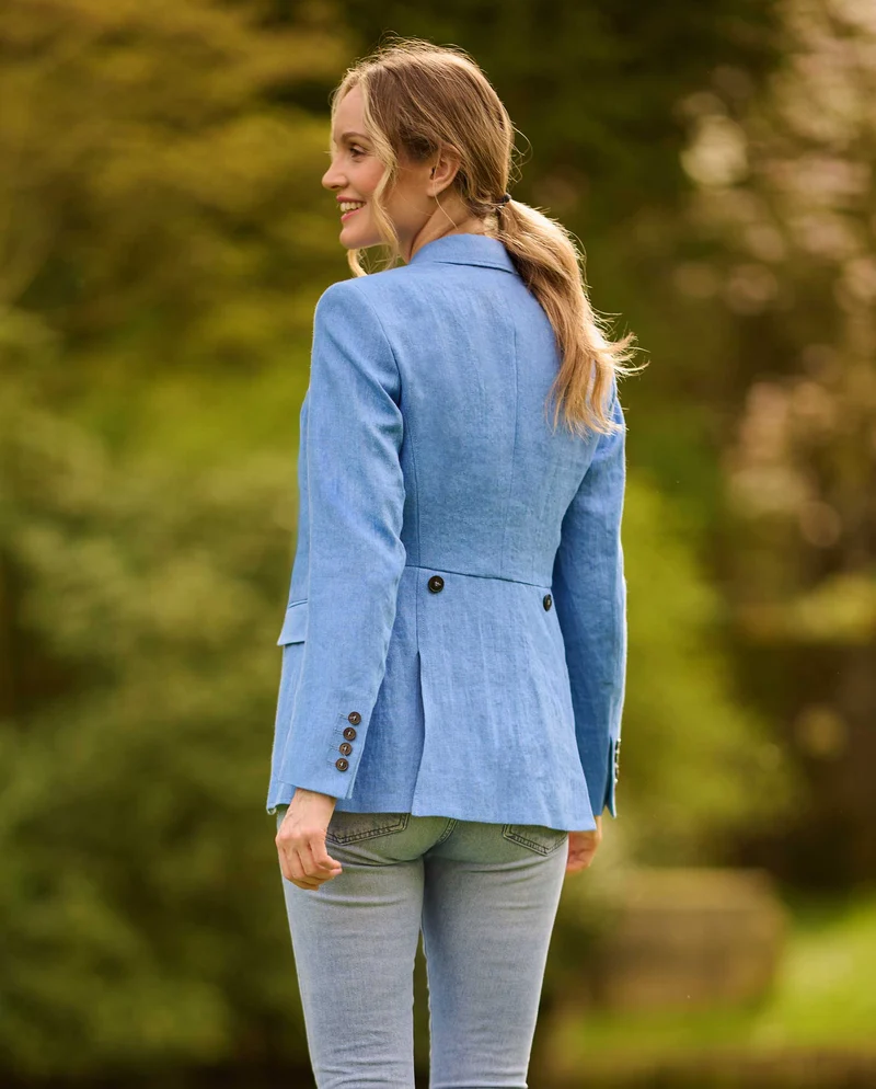 edler Damen Leinenblazer "Carola" in royal blue