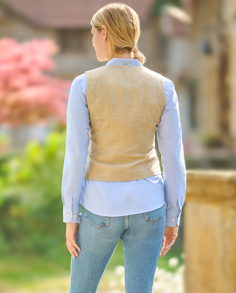 Damen Seidenweste "Lea" im beige check