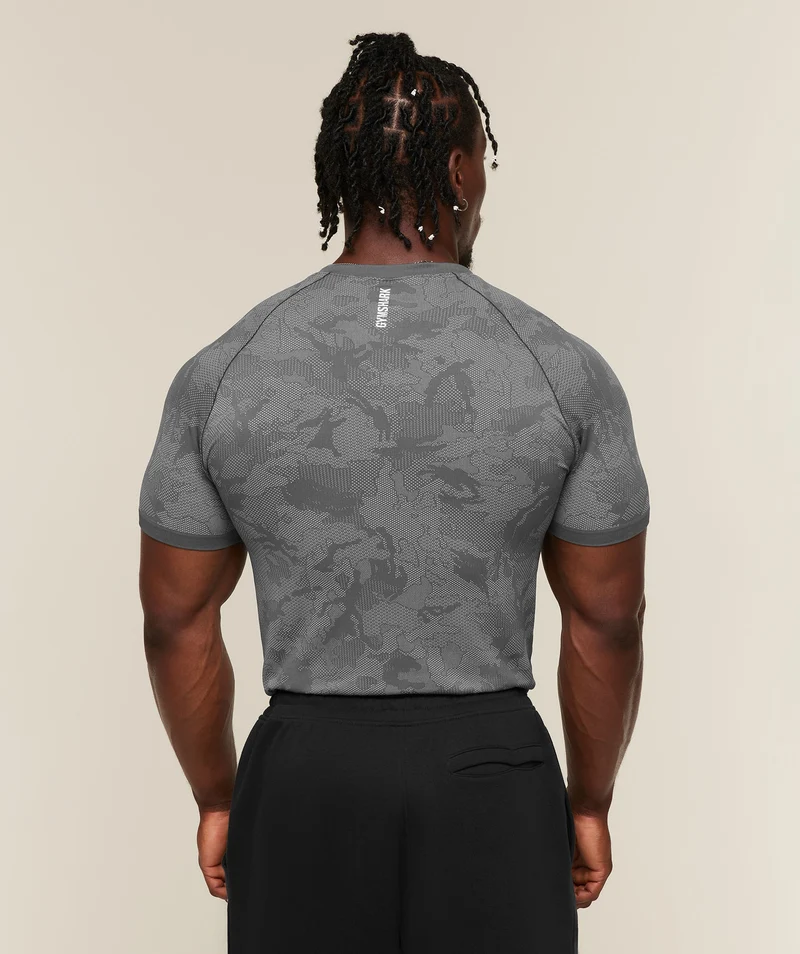 Gymshark Geo Seamless T-Shirt - Dark Grey/Mist Grey