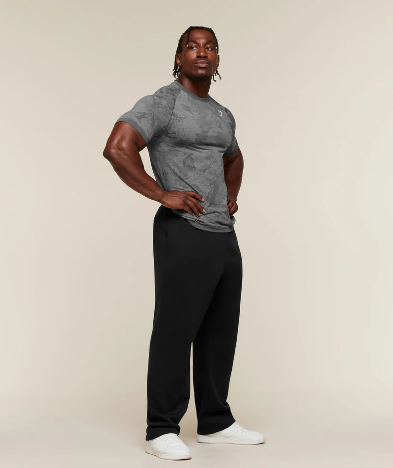 Gymshark Geo Seamless T-Shirt - Dark Grey/Mist Grey