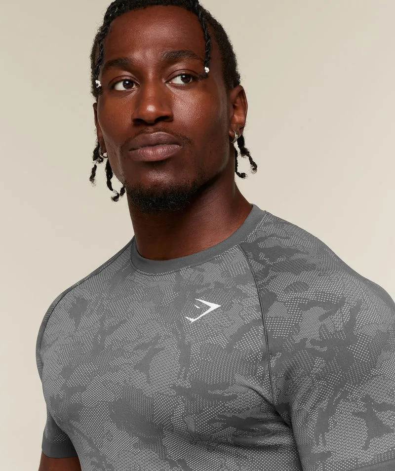 Gymshark Geo Seamless T-Shirt - Dark Grey/Mist Grey