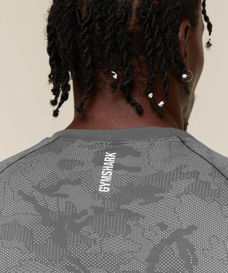 Gymshark Geo Seamless T-Shirt - Dark Grey/Mist Grey
