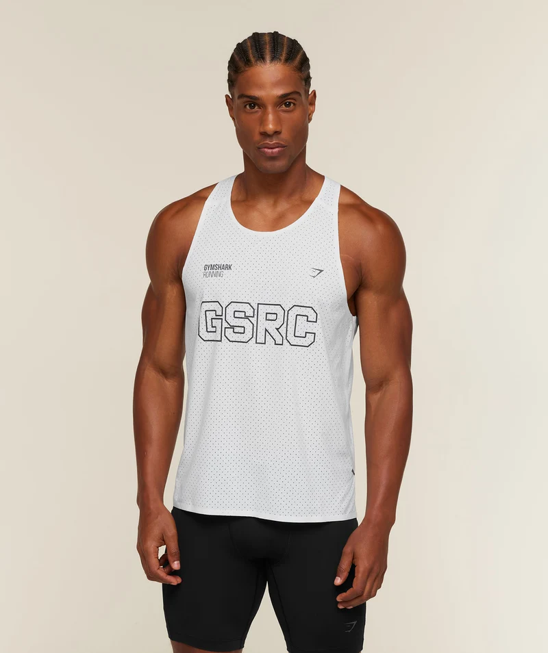 Gymshark Running Elite Boxy Race Vest - White/Black
