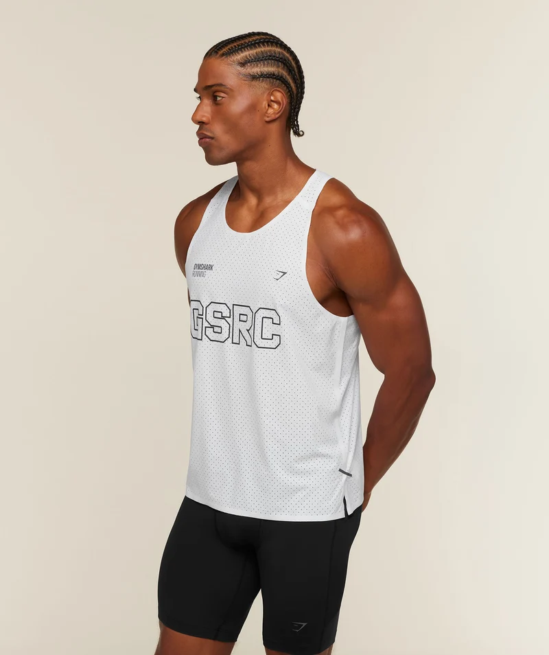 Gymshark Running Elite Boxy Race Vest - White/Black
