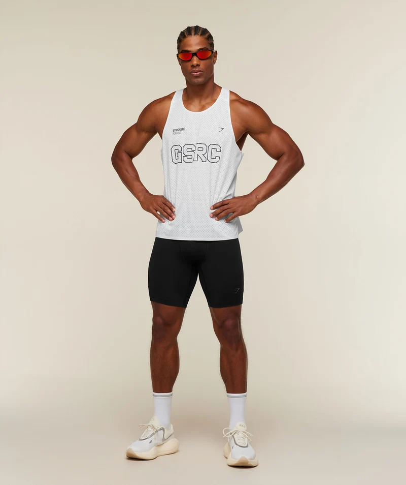 Gymshark Running Elite Boxy Race Vest - White/Black