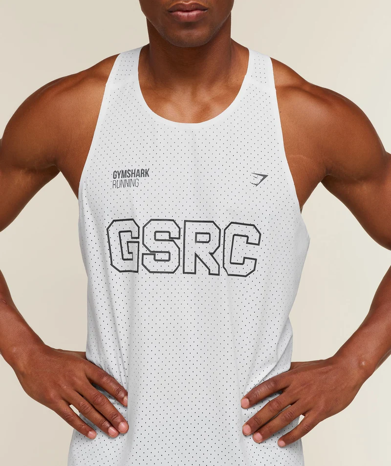 Gymshark Running Elite Boxy Race Vest - White/Black