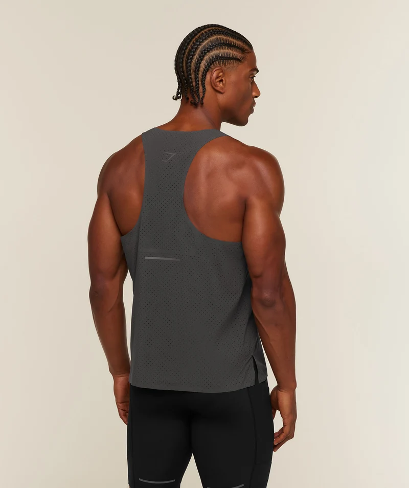 Gymshark Running Elite Boxy Race Vest - Onyx Grey/Pace Green