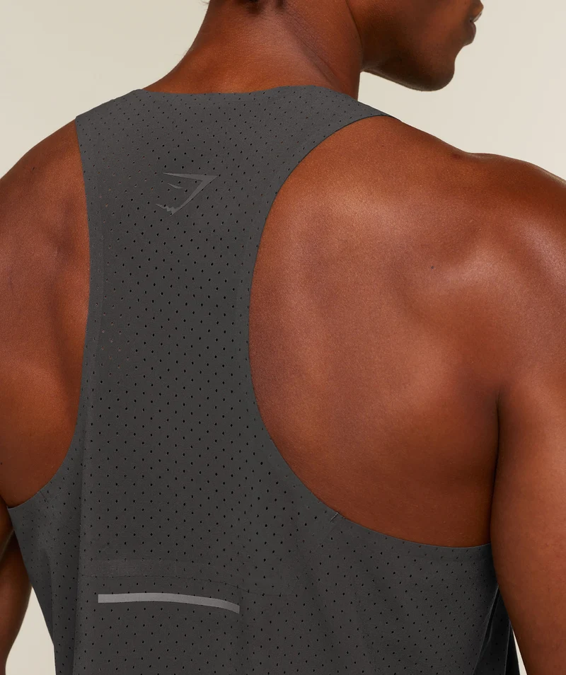 Gymshark Running Elite Boxy Race Vest - Onyx Grey/Pace Green